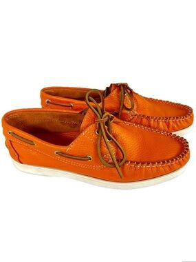 Angelo Pallotta Women’s Boat Shoes Orange Size 41 US 9.5 Leather Deck Shoes